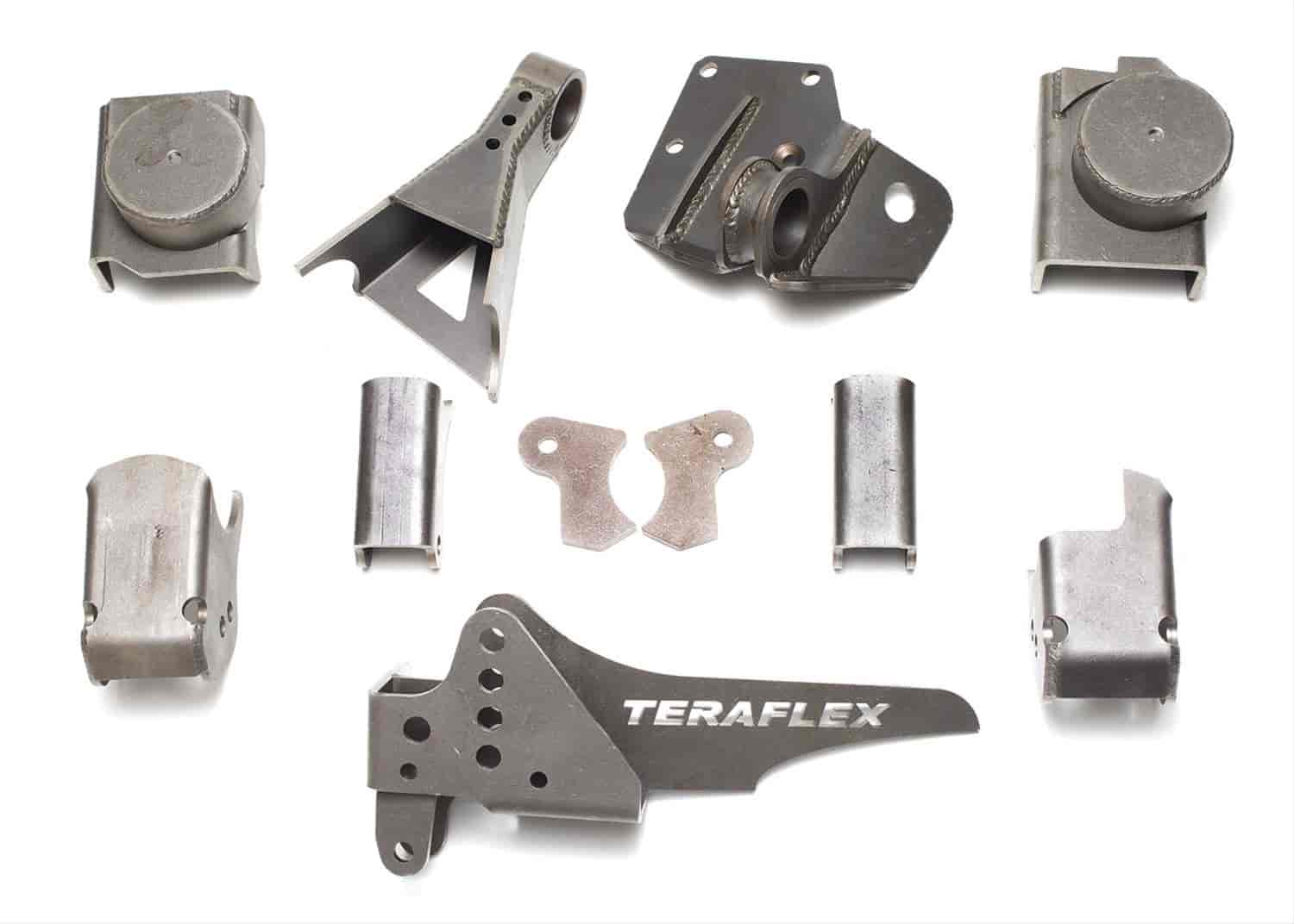 Axle Bracket Kit; Front; Designed For New JK CRD60 Axle Applications; Incl. Shck Mnts/Swy Bar Mnts/U