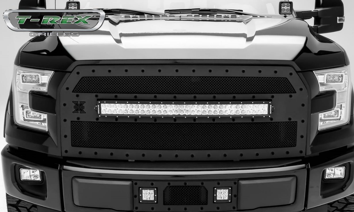 Ford F150 Torch Series LED Ligfht Main Grille 1- 30 Light Bar Black Powder Coated w/Center Bar w/Blk