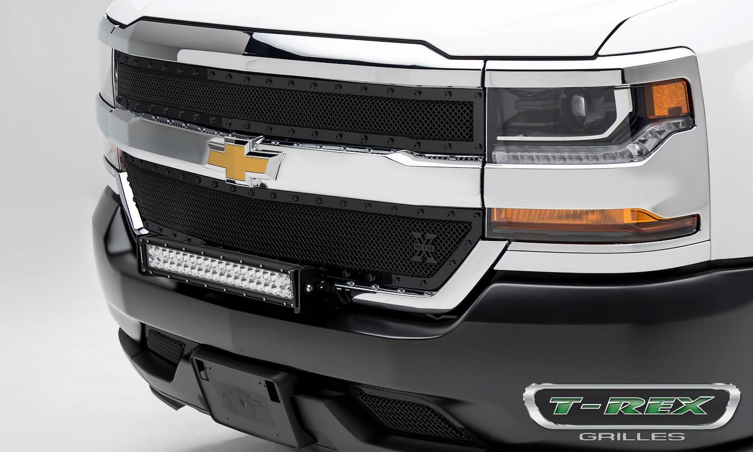 Chevrolet Silverado 1500 Stealth Metal 2 Pc Main Grille Blacked Out Overlay W/ Small Mesh Powder Coa