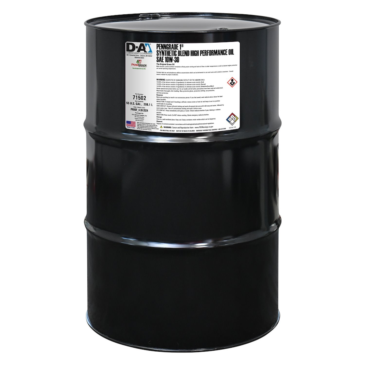 71502 Synthetic Blend High Performance Motor Oil SAE 10W-30 - 55 Gallon Drum