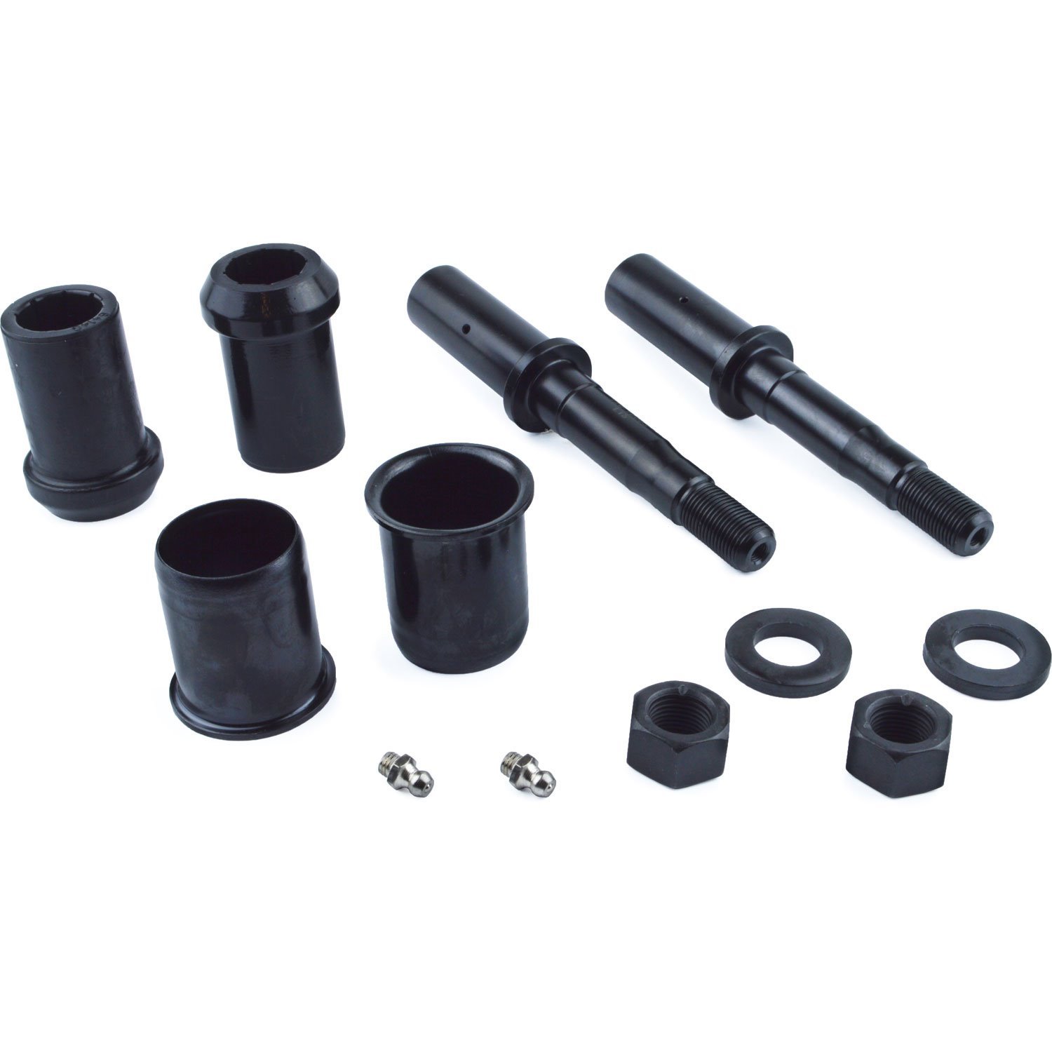 Greasable polyurethane bushings for ultimate handling; High-strength steel shafts; Includes bushings