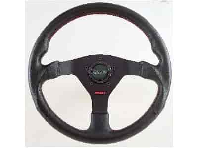 Corsa GT Steering Wheel Black Perforated and Black Solid Leather Grip 3-Spoke - Black