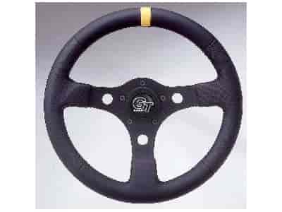 Performance GT Steering Wheel 13" Diameter 1.50" Dish Black Vinyl w/Yellow Top Marker