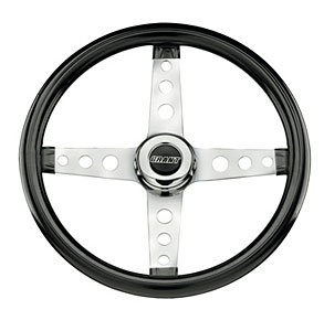 Classic 4-Spoke Steering Wheel Gloss Black Vinyl Grip