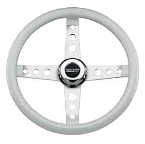 Classic 4-Spoke Steering Wheel Gloss White Vinyl Grip