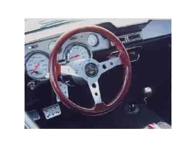 Mahogany GT Steering Wheel 14" Diameter 3" Dish Mahogany Finger Grip