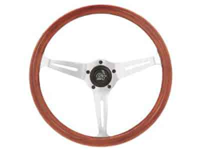 Mahogany Collectors Edition Steering Wheel Drilled 3-Spoke - Polished Aluminum