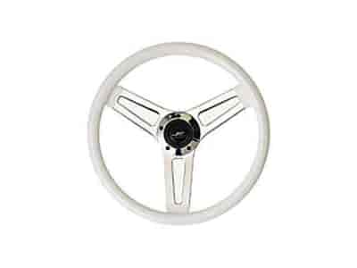Classic 3-Spoke Steering Wheel Gloss White Vinyl Grip