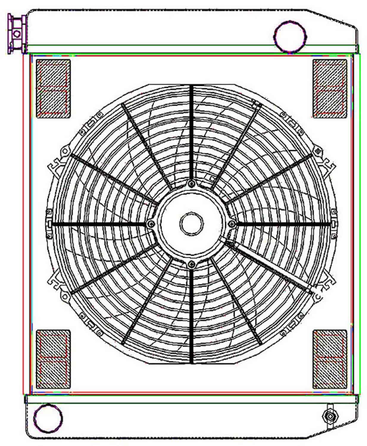 ClassicCool ComboUnit Universal Fit Radiator and Fan Single Pass Crossflow Design 24" x 19" with Straight Outlet