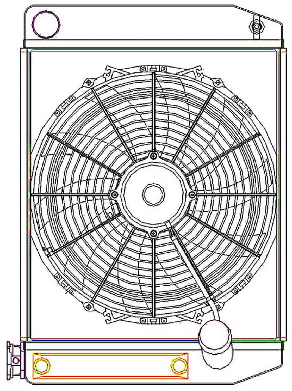 ClassicCool ComboUnit Universal Fit Radiator and Fan Single Pass Crossflow Design 22" x 15.50" with Transmission Cooler