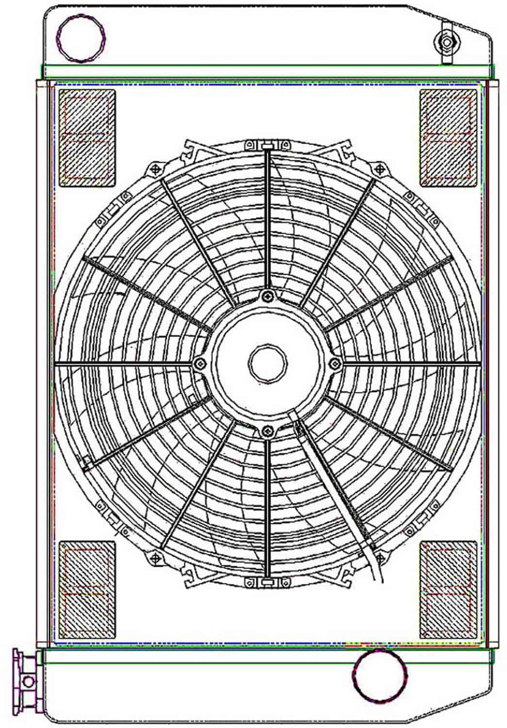 ClassicCool ComboUnit Universal Fit Radiator and Fan Single Pass Crossflow Design 24" x 15.50" with Straight Outlet