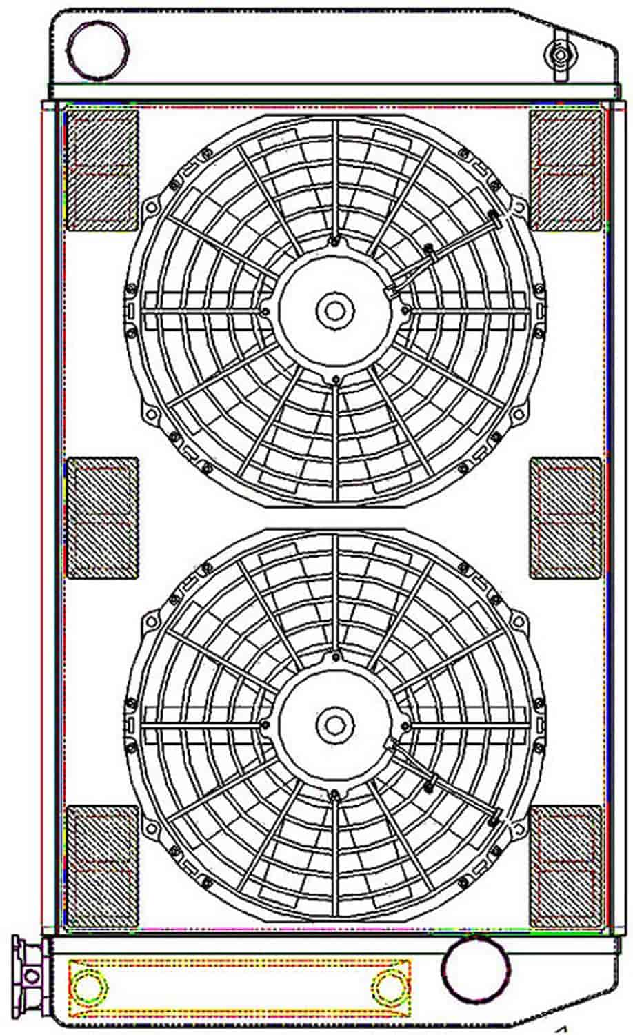 ClassicCool ComboUnit Universal Fit Radiator and Fan Single Pass Crossflow Design 27.50" x 15.50" with Transmission Cooler
