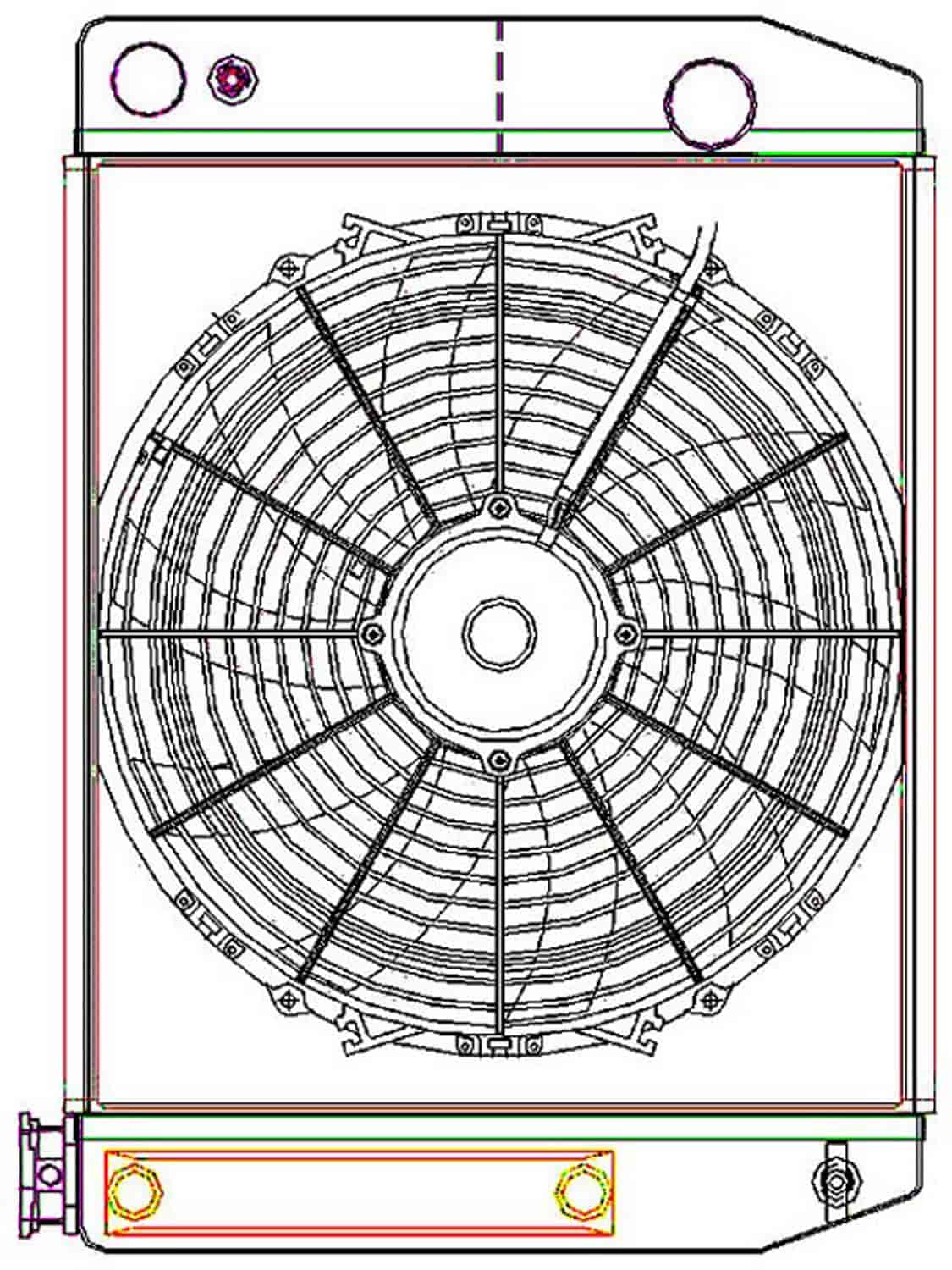 ClassicCool CombuUnit Universal Fit Radiator and Fan Dual Pass Crossflow Design 22" x 15.50" for LS Swap with Cooler