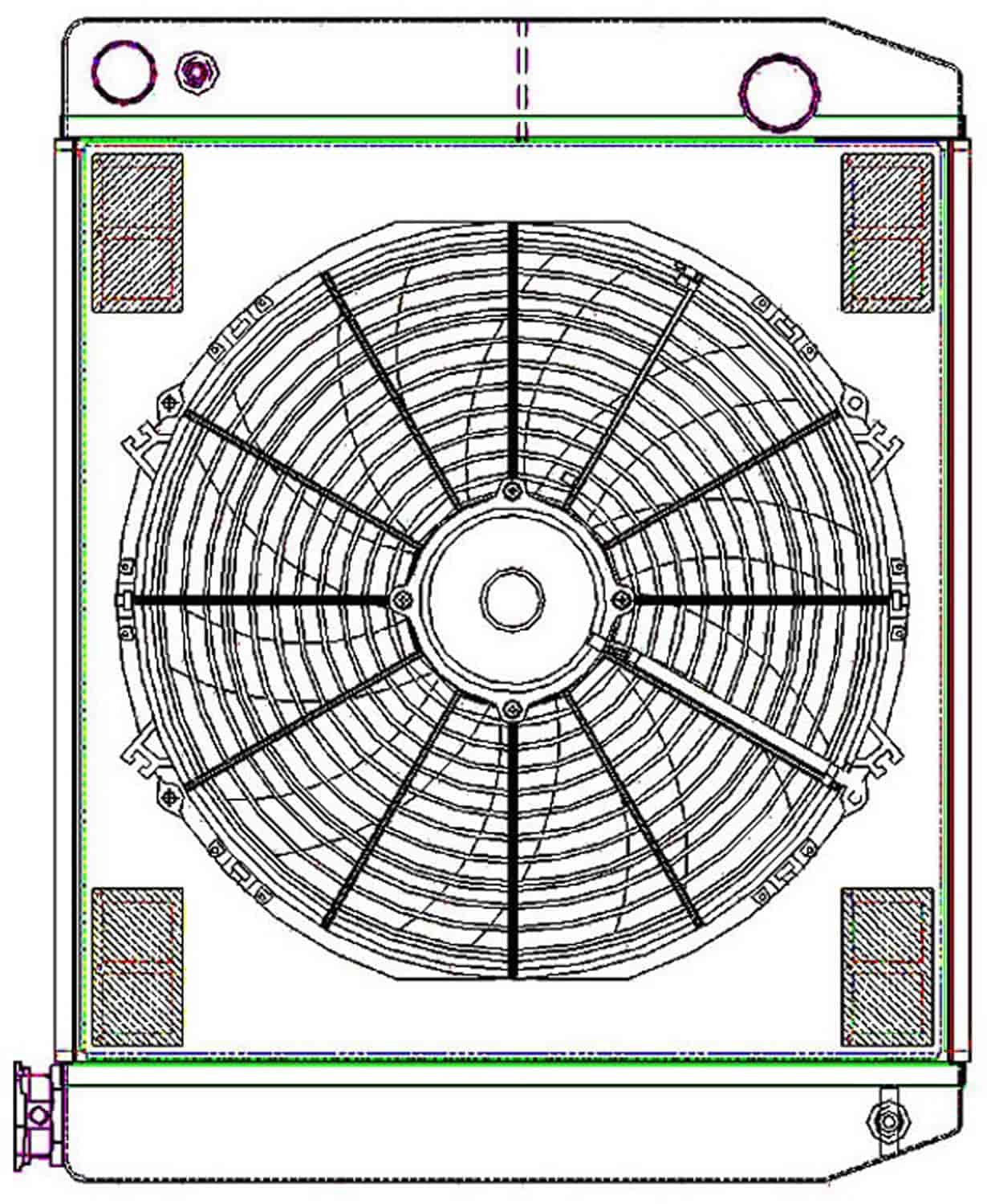 ClassicCool ComboUnit Universal Fit Radiator and Fan Dual Pass Crossflow Design 24" x 19" for LS Swap