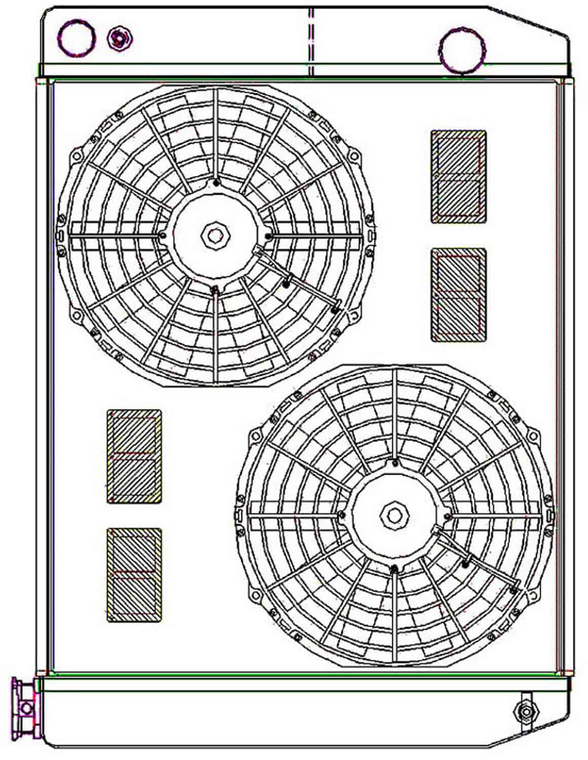 ClassicCool ComboUnit Universal Fit Radiator and Fan Dual Pass Crossflow Design 26" x 19" for LS Swap