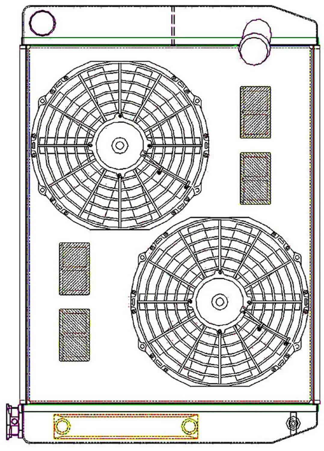ClassicCool ComboUnit Universal Fit Radiator and Fan Dual Pass Crossflow Design 27.50" x 19" with Transmission Cooler
