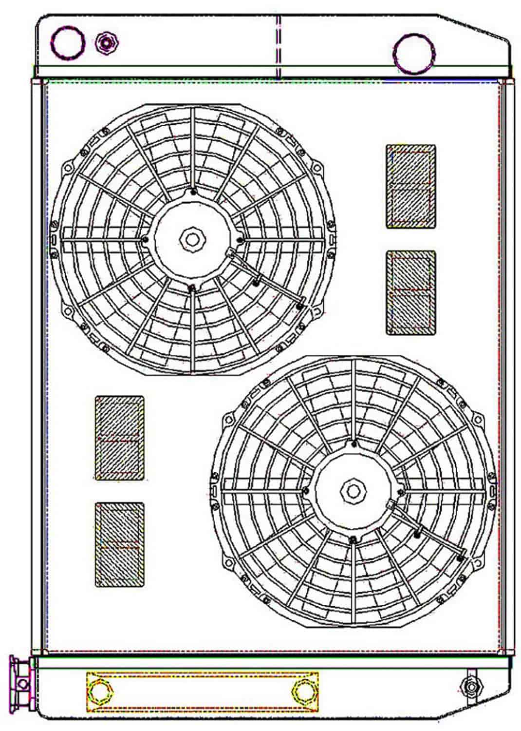 ClassicCool CombuUnit Universal Fit Radiator and Fan Dual Pass Crossflow Design 27.50" x 19" for LS Swap with Cooler