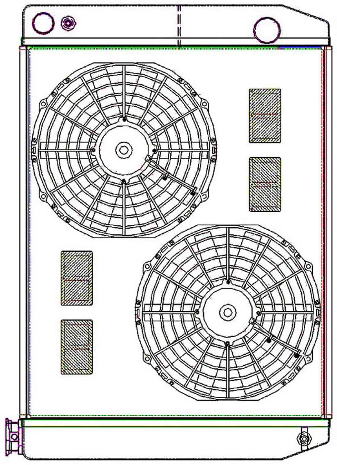 ClassicCool ComboUnit Universal Fit Radiator and Fan Dual Pass Crossflow Design 27.50" x 19" for LS Swap