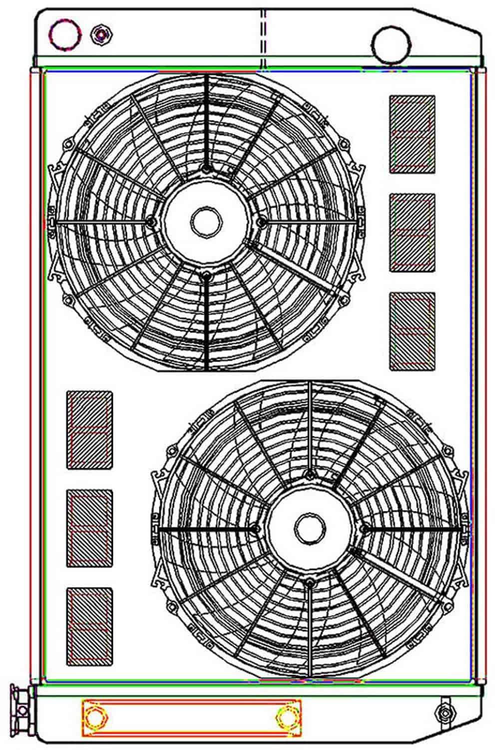 ClassicCool CombuUnit Universal Fit Radiator and Fan Dual Pass Crossflow Design 31" x 19" for LS Swap with Cooler