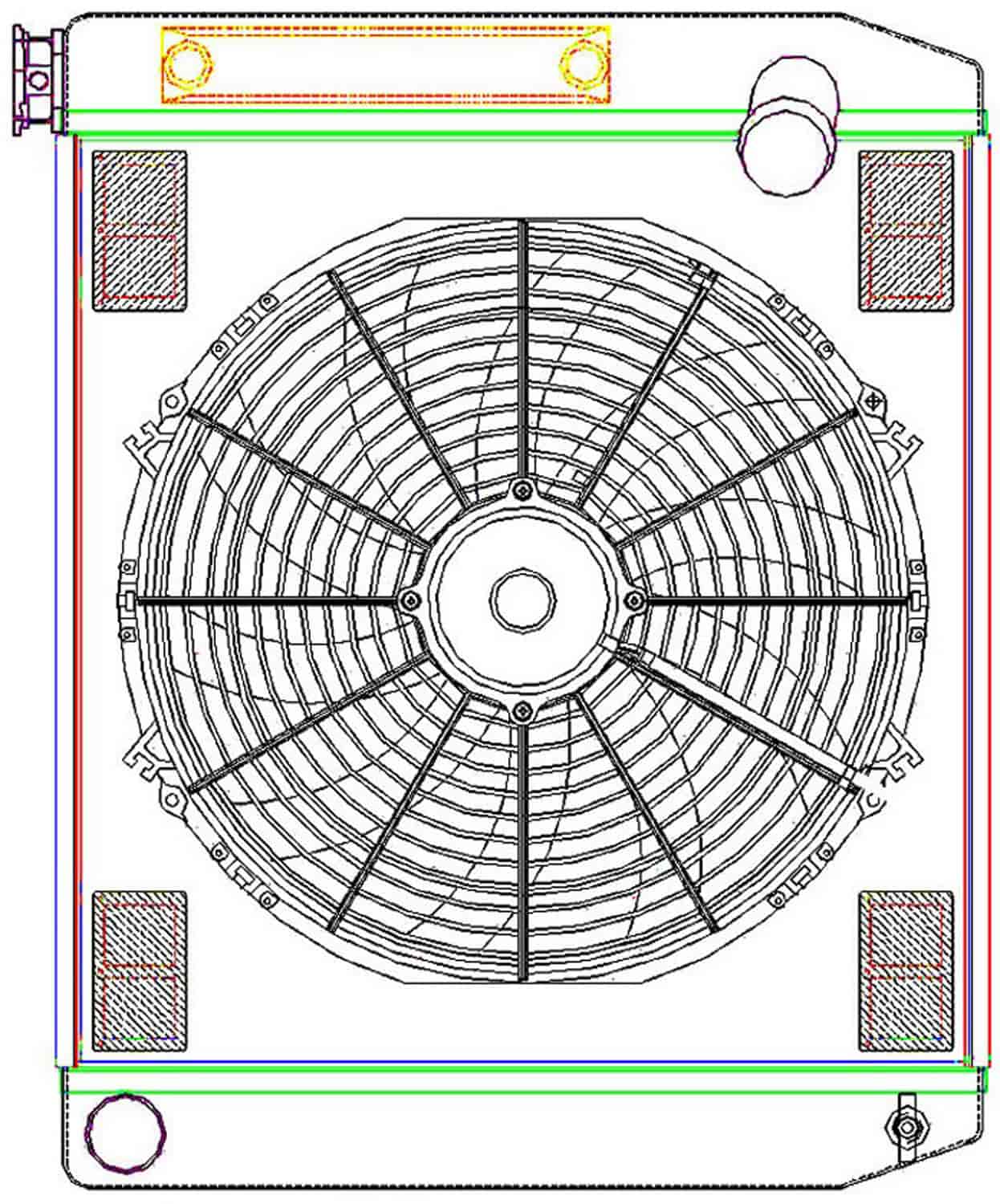 MegaCool ComboUnit Universal Fit Radiator and Fan Single Pass Crossflow Design 24" x 19" with Transmission Cooler