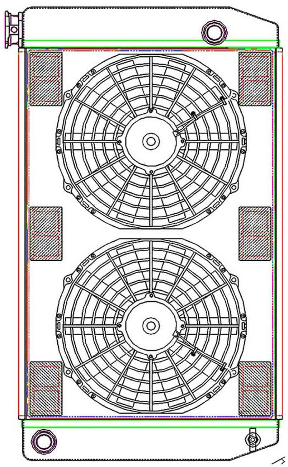 MegaCool ComboUnit Universal Fit Radiator and Fan Single Pass Crossflow Design 27.50" x 15.50" with 16AN Inlet/Outlet