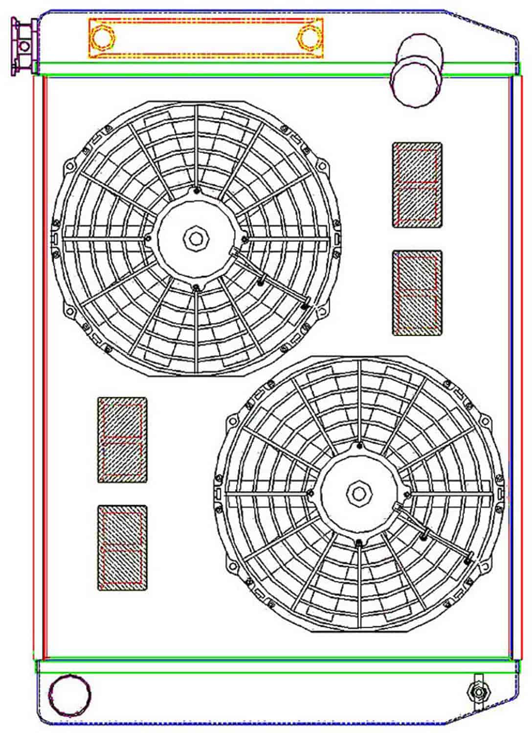 MegaCool ComboUnit Universal Fit Radiator and Fan Single Pass Crossflow Design 27.50" x 19" with Transmission Cooler