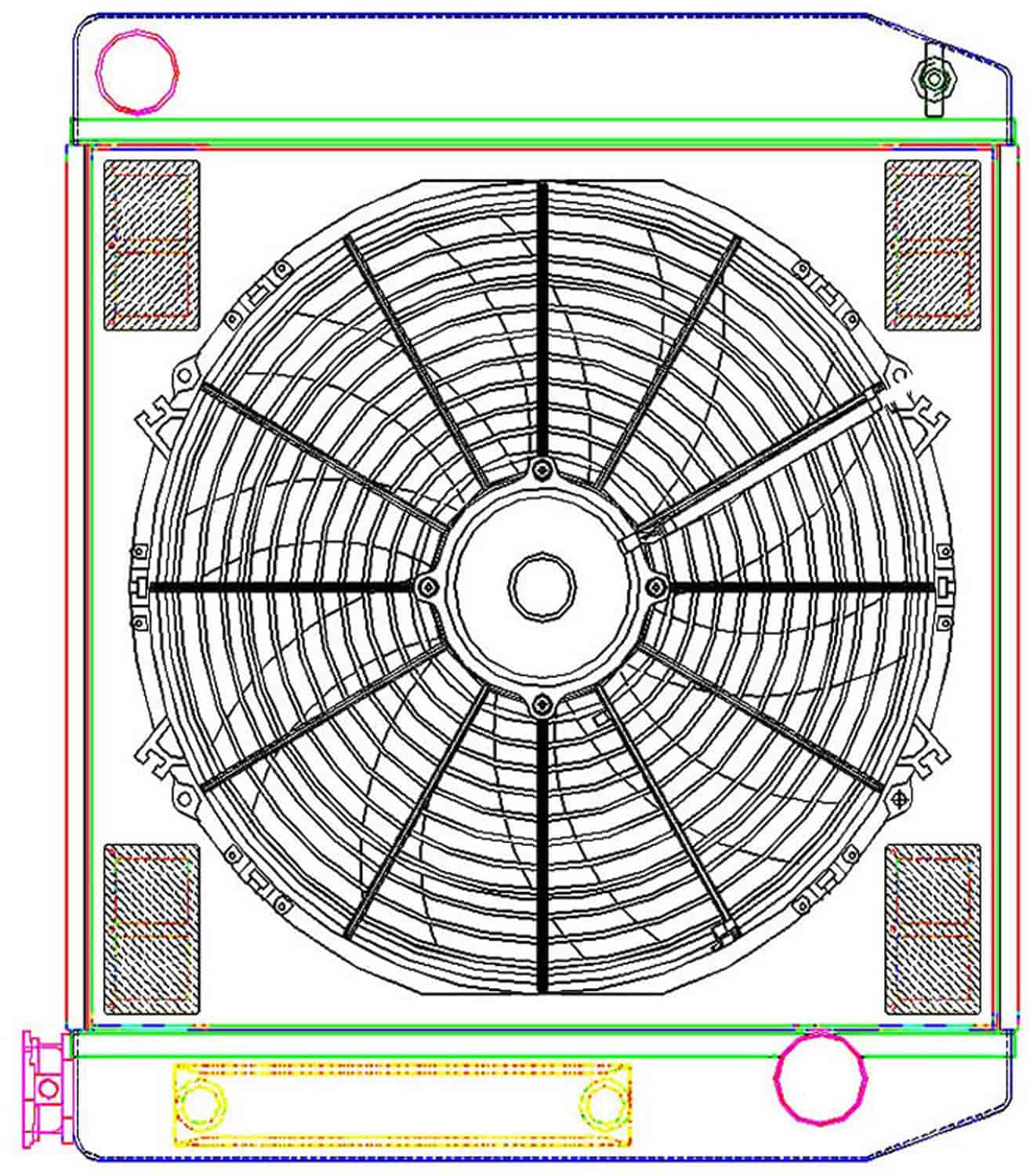 MegaCool ComboUnit Universal Fit Radiator and Fan Single Pass Crossflow Design 22" x 19" with Transmission Cooler
