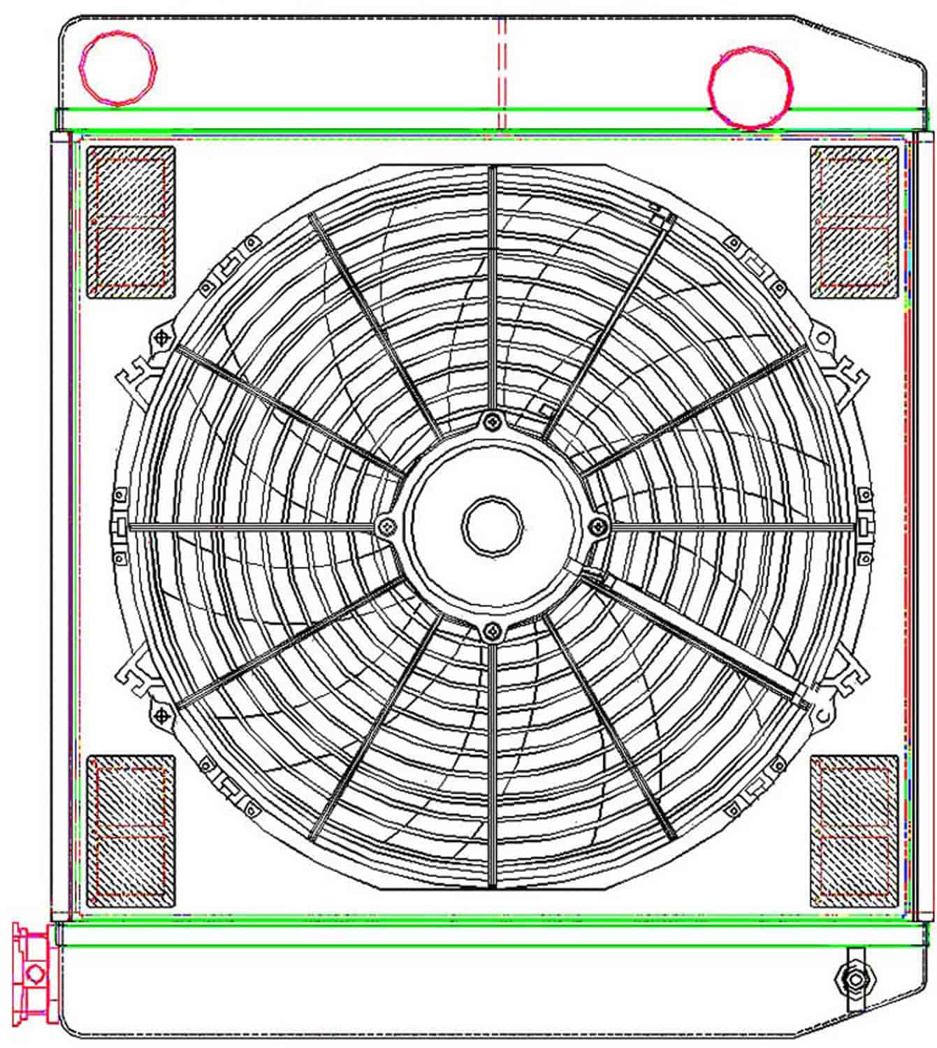 MegaCool ComboUnit Universal Fit Radiator and Fan Dual Pass Crossflow Design 22" x 19" with Straight Outlet