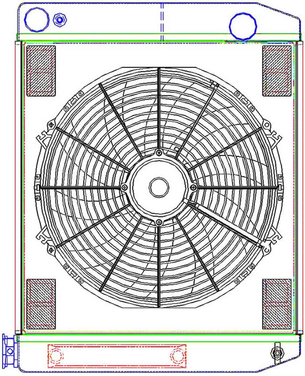 MegaCool CombuUnit Universal Fit Radiator and Fan Dual Pass Crossflow Design 24" x 19" for LS Swap with Cooler