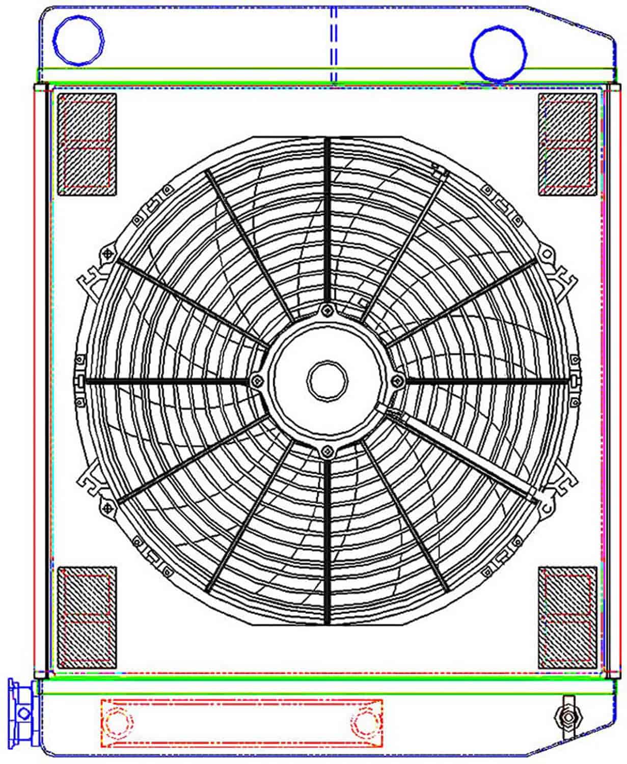MegaCool ComboUnit Universal Fit Radiator and Fan Dual Pass Crossflow Design 24" x 19" with Transmission Cooler