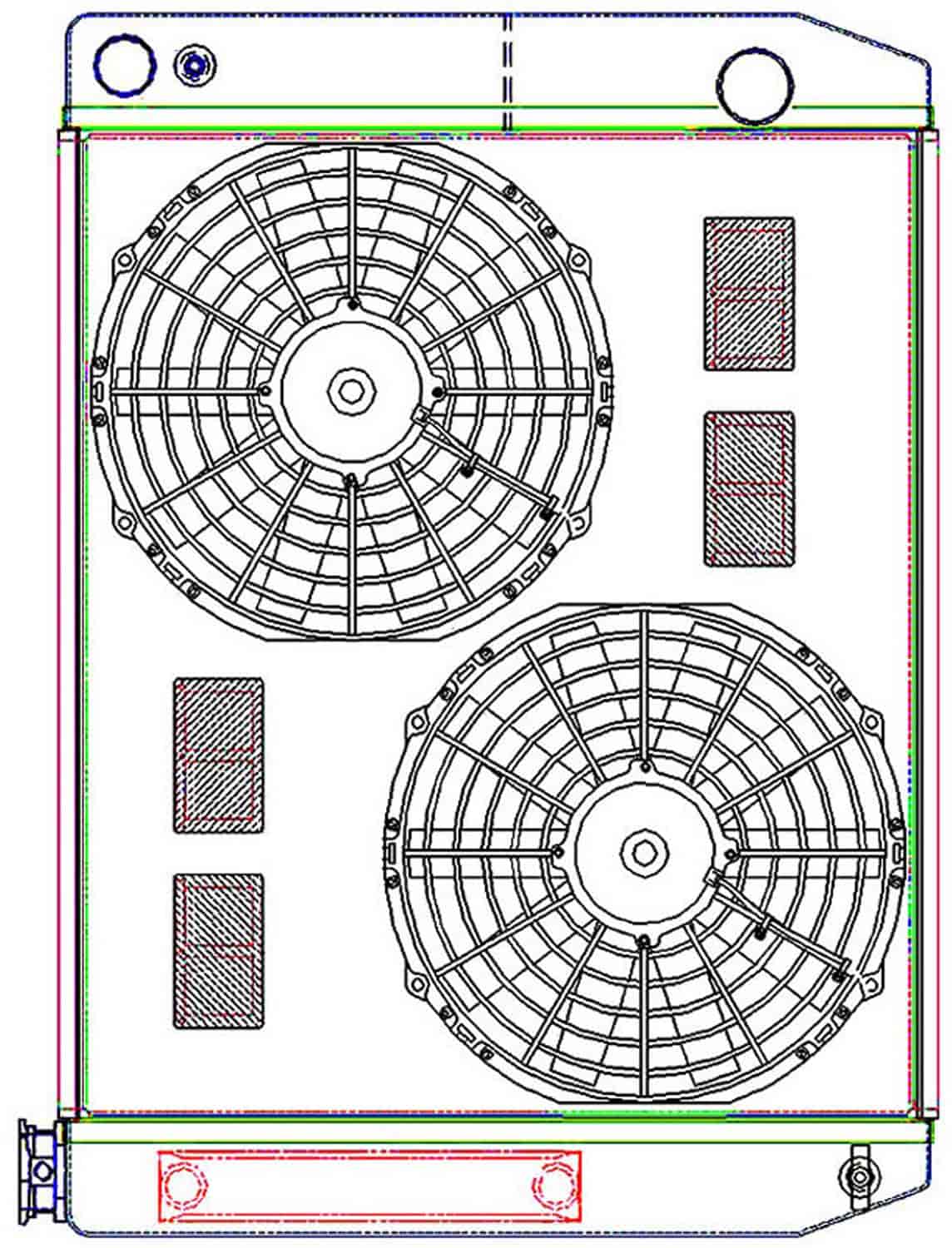 MegaCool CombuUnit Universal Fit Radiator and Fan Dual Pass Crossflow Design 26" x 19" for LS Swap