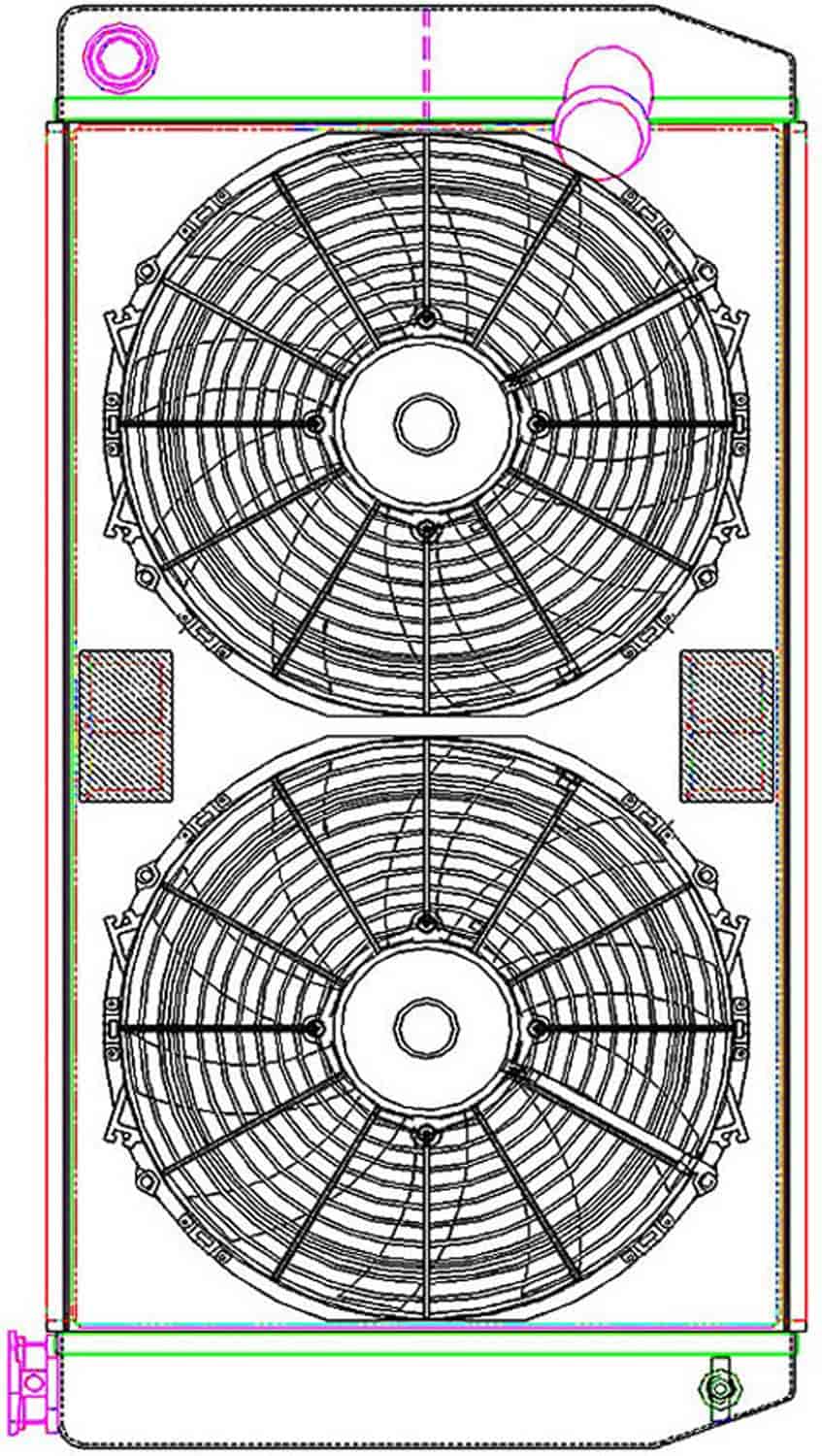 MegaCool CombuUnit Universal Fit Radiator and Fan Dual Pass Crossflow Design 31" x 15.50" with 16AN Inlet