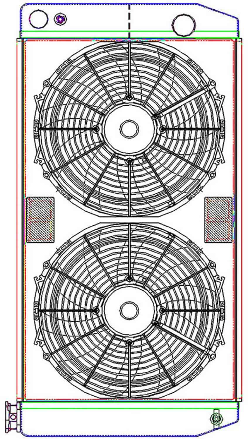 MegaCool CombuUnit Universal Fit Radiator and Fan Dual Pass Crossflow Design 31" x 15.50" for LS Swap
