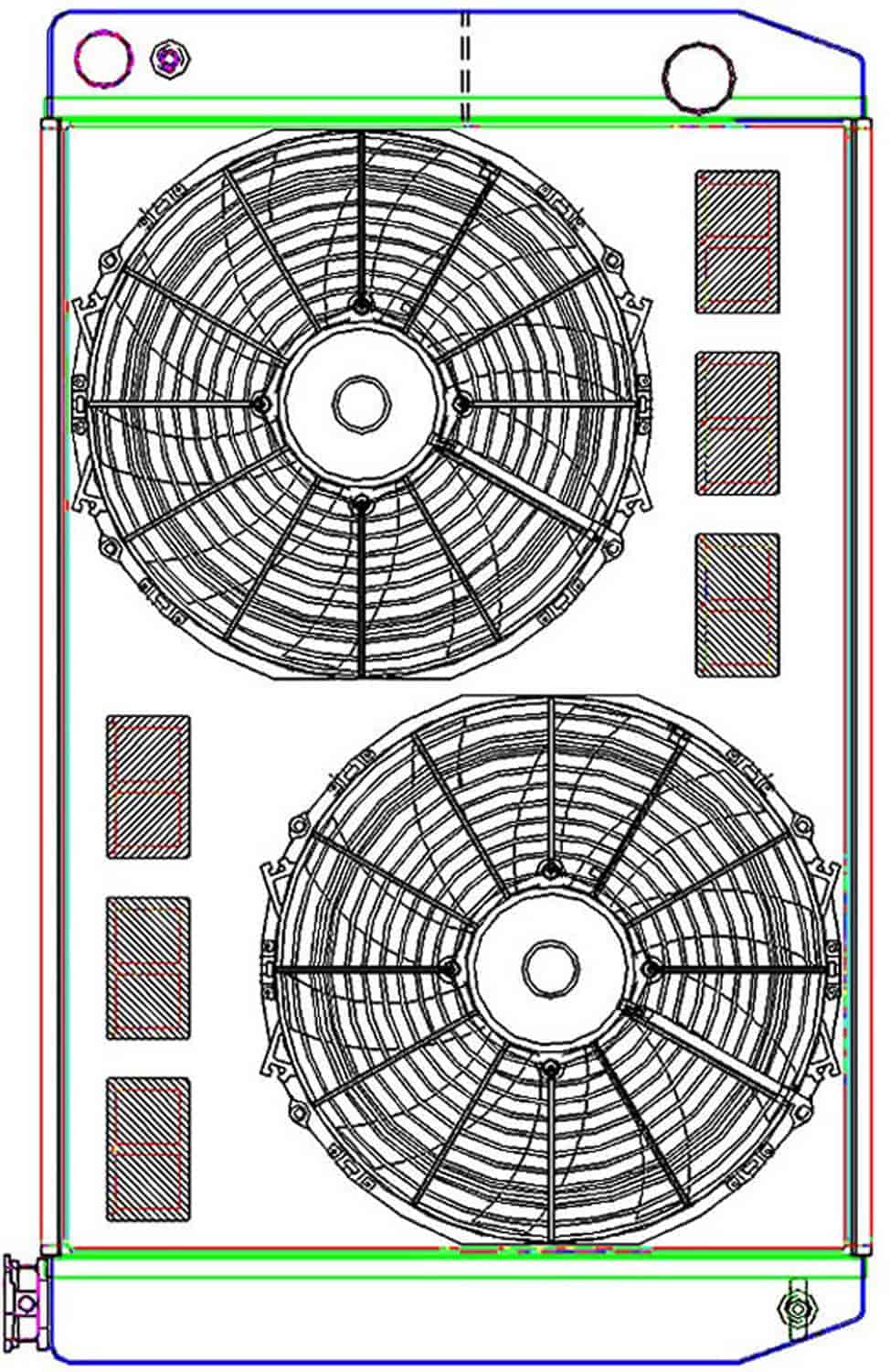 MegaCool CombuUnit Universal Fit Radiator and Fan Dual Pass Crossflow Design 31" x 19" for LS Swap