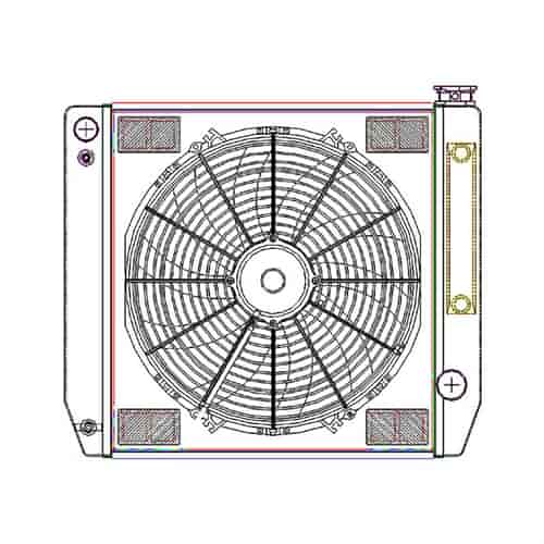 ClassicCool ComboUnit Universal Fit Radiator and Fan Single Pass Crossflow Design 22" x 19" for LS Swap with Cooler