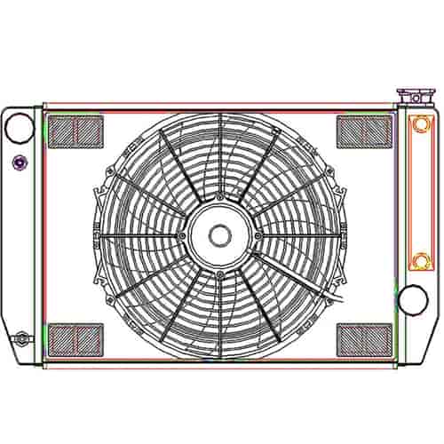 ClassicCool ComboUnit Universal Fit Radiator and Fan Single Pass Crossflow Design 26" x 15.50" for HEMI Swap with Cooler