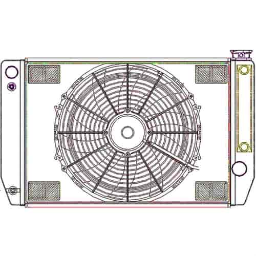 ClassicCool ComboUnit Universal Fit Radiator and Fan Single Pass Crossflow Design 26" x 15.50" for LS Swap with Cooler