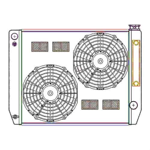 ClassicCool ComboUnit Universal Fit Radiator and Fan Single Pass Crossflow Design 26" x 19" for LS Swap with Cooler