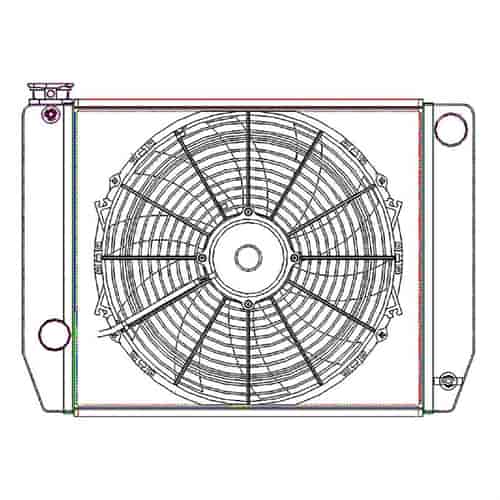 ClassicCool ComboUnit Universal Fit Radiator and Fan Single Pass Crossflow Design 22" x 15.50" with Steam Fitting