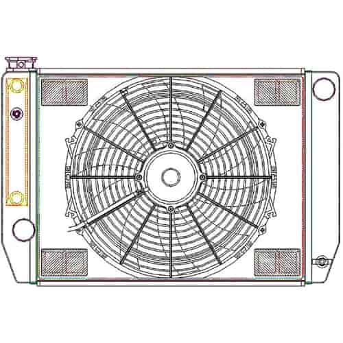 ClassicCool ComboUnit Universal Fit Radiator and Fan Single Pass Crossflow Design 24" x 15.50" with Steam Fitting & Cooler