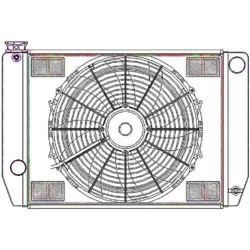 ClassicCool ComboUnit Universal Fit Radiator and Fan Single Pass Crossflow Design 24" x 15.50" with Steam Fitting