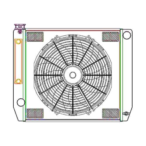 ClassicCool ComboUnit Universal Fit Radiator and Fan Single Pass Crossflow Design 24" x 19" with Steam Fitting & Cooler