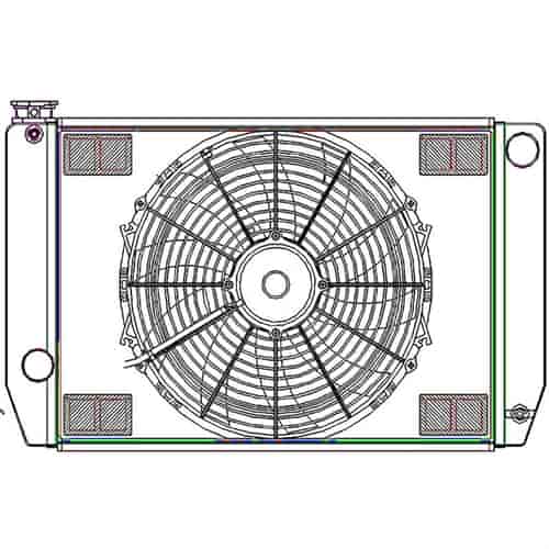 ClassicCool ComboUnit Universal Fit Radiator and Fan Single Pass Crossflow Design 26" x 15.50" with Steam Fitting