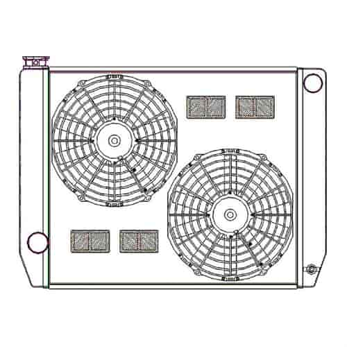ClassicCool ComboUnit Universal Fit Radiator and Fan Single Pass Crossflow Design 26" x 19" with Steam Fitting