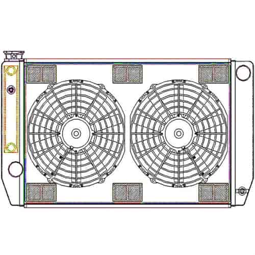 ClassicCool ComboUnit Universal Fit Radiator and Fan Single Pass Crossflow Design 27.50" x 15.50" with Steam Fitting & Cooler