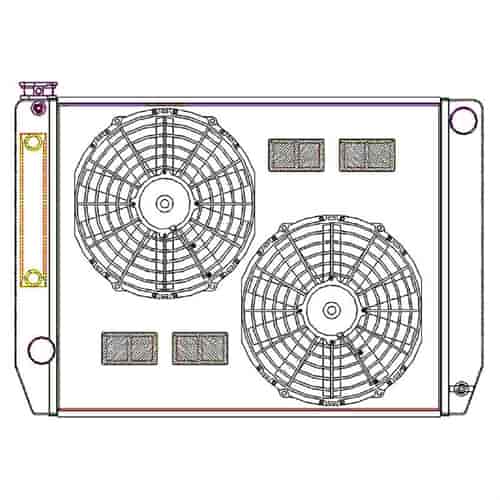 ClassicCool ComboUnit Universal Fit Radiator and Fan Single Pass Crossflow Design 27.50" x 19" with Steam Fitting & Cooler