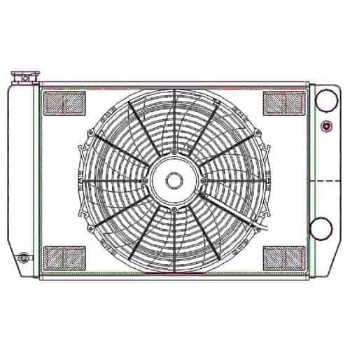 ClassicCool CombuUnit Universal Fit Radiator and Fan Dual Pass Crossflow Design 26" x 15.50" for HEMI Swap