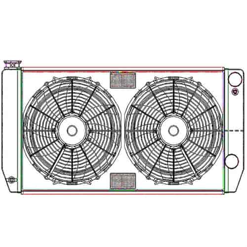 ClassicCool CombuUnit Universal Fit Radiator and Fan Dual Pass Crossflow Design 31" x 15.50" for HEMI Swap