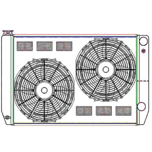 ClassicCool CombuUnit Universal Fit Radiator and Fan Dual Pass Crossflow Design 31" x 19" for HEMI Swap