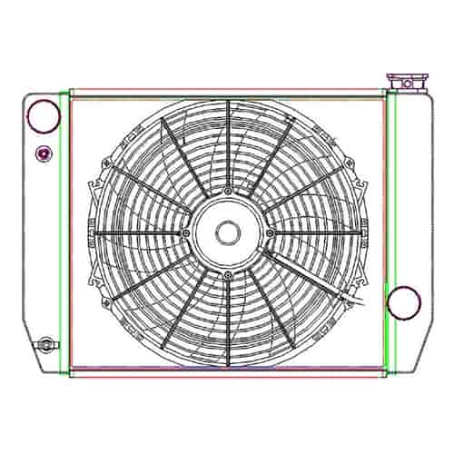 MegaCool ComboUnit Universal Fit Radiator and Fan Single Pass Crossflow Design 22" x 15.50" for HEMI Swap